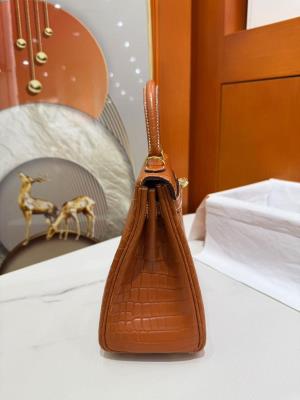 wholesale quality hermes kelly 25 crocodile brown